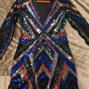 Sequin Mini Multicolored Dress